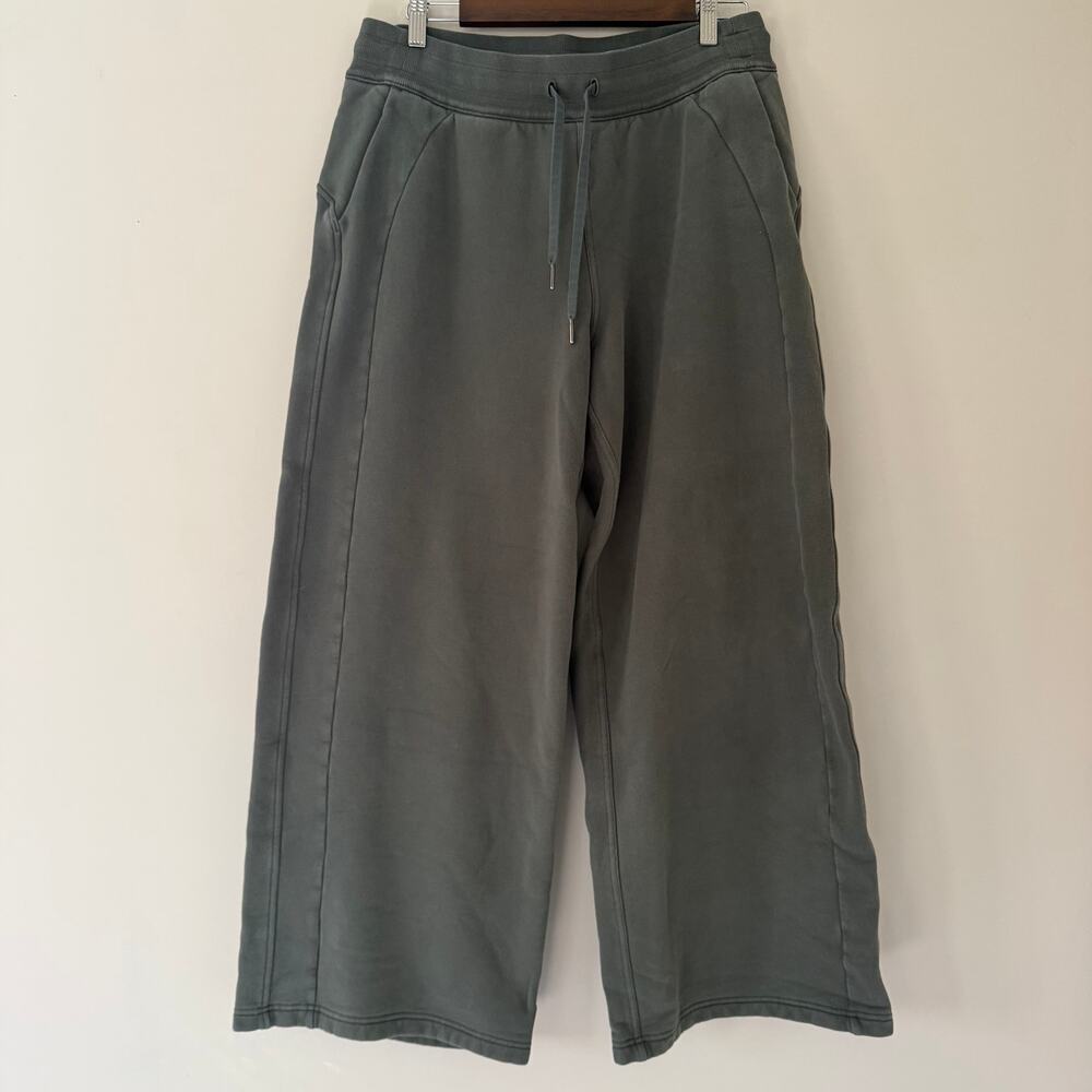 Lululemon Scuba Mid Rise Wide Leg Pant Full Length Green Women's Size 10